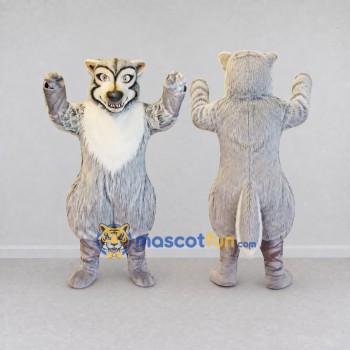 Custom Gray and White Wolf Mascot Costume Adult Full Body Suit for School Events