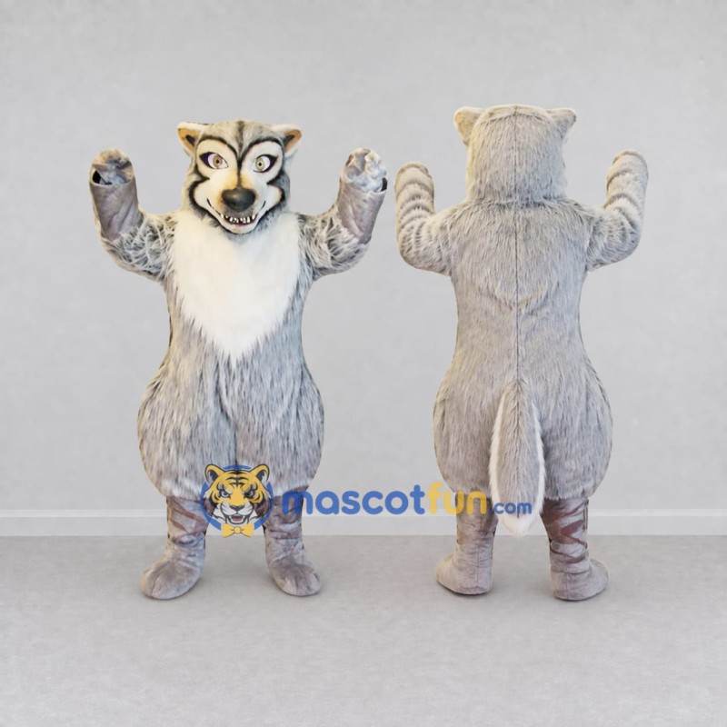 Custom Gray and White Wolf Mascot Costume Adult Full Body Suit for School Events Custom Gray and White Wolf Mascot Costume Adult Full Body Suit for School Events