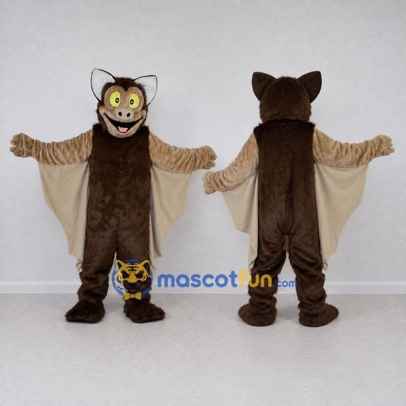Custom Brown and Tan Bat Mascot Costume Adult Full Body Suit for Halloween Events Custom Brown and Tan Bat Mascot Costume Adult Full Body Suit for Halloween Events