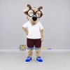 Custom Tan and White Goat in Sportswear Mascot Costume Adult Full Body Suit for School Events