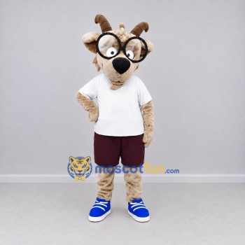 Custom Tan and White Goat in Sportswear Mascot Costume Adult Full Body Suit for School Events