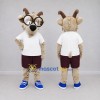 Custom Tan and White Goat in Sportswear Mascot Costume Adult Full Body Suit for School Events