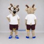 Custom Tan and White Goat in Sportswear Mascot Costume Adult Full Body Suit for School Events