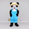 Custom Black White and Blue Panda in Hard Hat and Overalls Mascot Costume Adult Full Body Suit for Community Events Custom Black White and Blue Panda in Hard Hat and Overalls Mascot Costume Adult Full Body Suit for Community Events