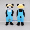 Custom Black White and Blue Panda in Hard Hat and Overalls Mascot Costume Adult Full Body Suit for Community Events Custom Black White and Blue Panda in Hard Hat and Overalls Mascot Costume Adult Full Body Suit for Community Events