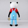 Custom Black White and Blue Panda in Overalls Mascot Costume Adult Full Body Suit for School Events Custom Black White and Blue Panda in Overalls Mascot Costume Adult Full Body Suit for School Events