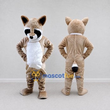 Custom Tan and White Masked Animal Character Mascot Costume Adult Full Body Suit for Community Events