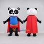Custom Black White and Red Superhero Panda Mascot Costume Adult Full Body Suit for Theme Parties