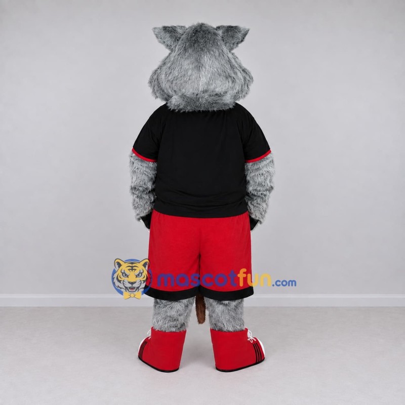 Custom Gray and Red Wolf in Sportswear Mascot Costume Adult Full Body Suit for Sports Events Custom Gray and Red Wolf in Sportswear Mascot Costume Adult Full Body Suit for Sports Events