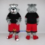 Custom Gray and Red Wolf in Sportswear Mascot Costume Adult Full Body Suit for Sports Events
