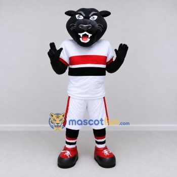 Custom Black and White Panther in Sportswear Mascot Costume Adult Full Body Suit for Sports Events