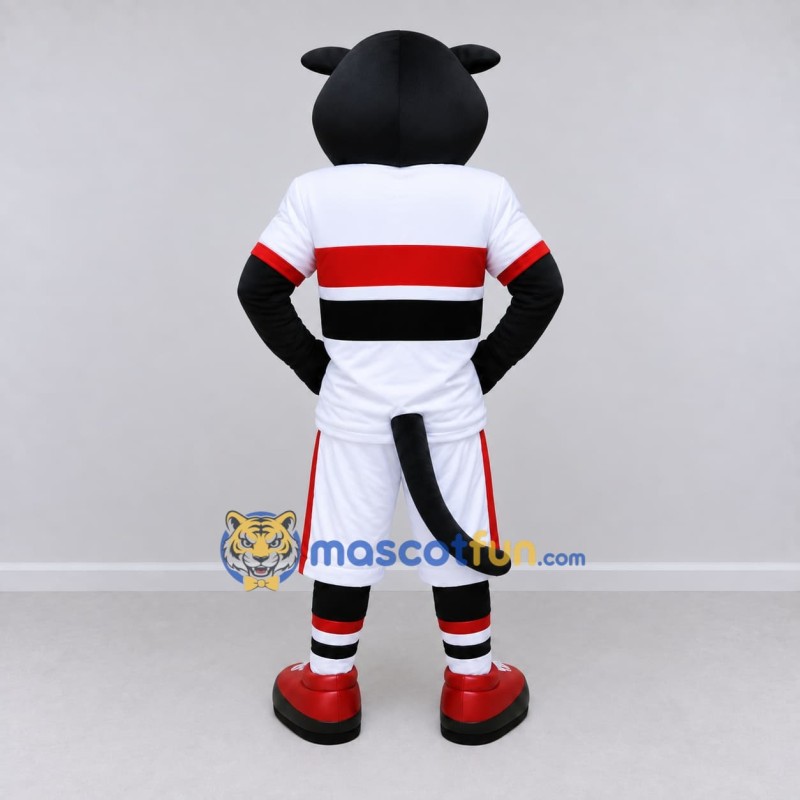 Custom Black and White Panther in Sportswear Mascot Costume Adult Full Body Suit for Sports Events