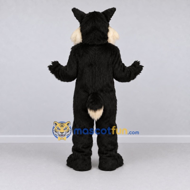 Custom Black and Cream Wolf Mascot Costume Adult Full Body Suit for School Events Custom Black and Cream Wolf Mascot Costume Adult Full Body Suit for School Events