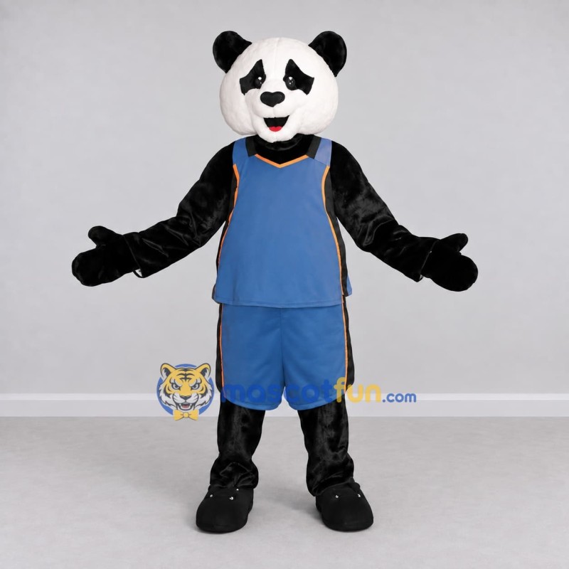 Custom Black White and Blue Panda in Basketball Uniform Mascot Costume Adult Full Body Suit for Sports Events Custom Black White and Blue Panda in Basketball Uniform Mascot Costume Adult Full Body Suit for Sports Events
