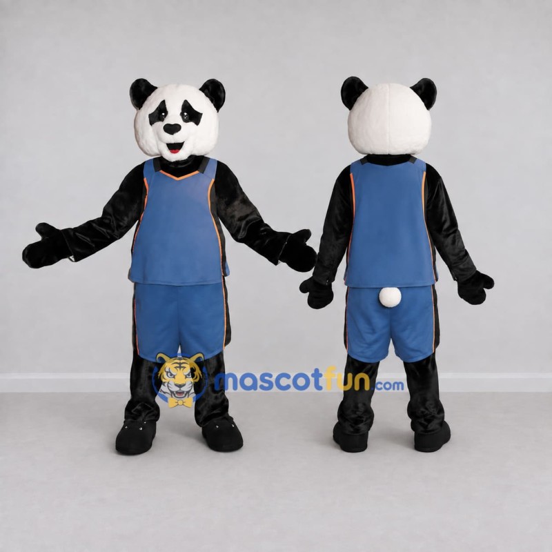 Custom Black White and Blue Panda in Basketball Uniform Mascot Costume Adult Full Body Suit for Sports Events Custom Black White and Blue Panda in Basketball Uniform Mascot Costume Adult Full Body Suit for Sports Events