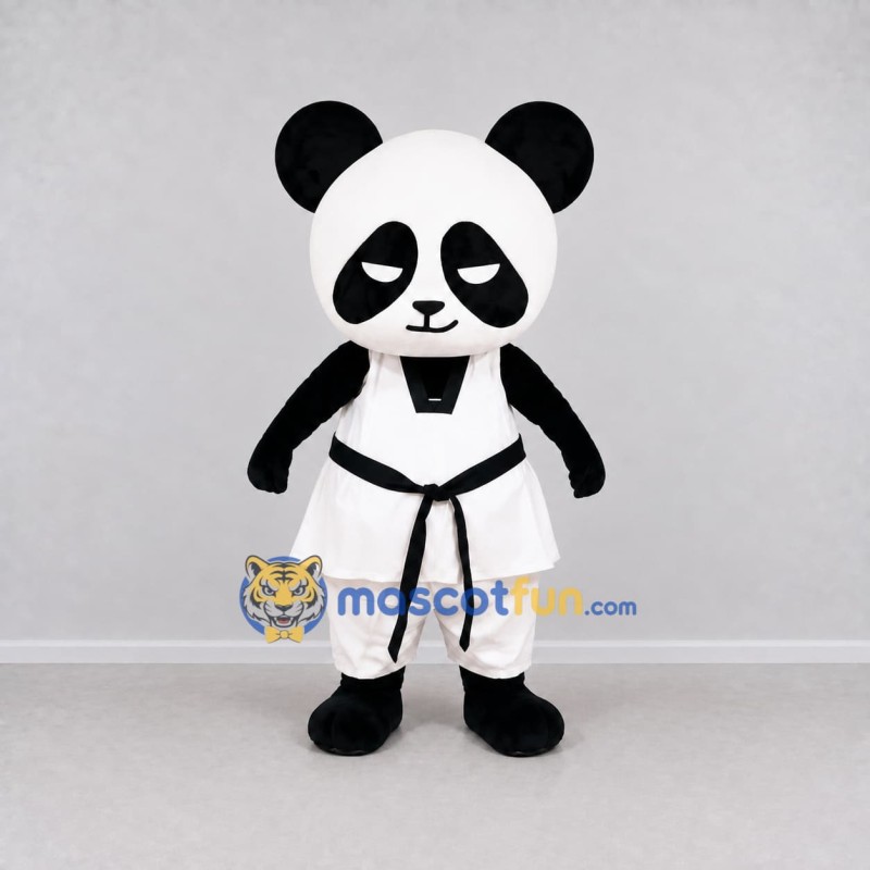 Custom Black and White Panda in Martial Arts Uniform Mascot Costume Adult Full Body Suit for Martial Arts Events Custom Black and White Panda in Martial Arts Uniform Mascot Costume Adult Full Body Suit for Martial Arts Events