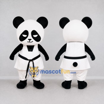 Custom Black and White Panda in Martial Arts Uniform Mascot Costume Adult Full Body Suit for Martial Arts Events