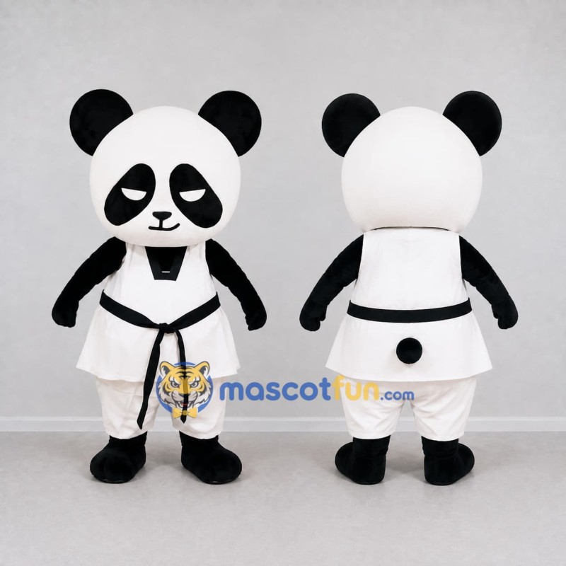 Custom Black and White Panda in Martial Arts Uniform Mascot Costume Adult Full Body Suit for Martial Arts Events Custom Black and White Panda in Martial Arts Uniform Mascot Costume Adult Full Body Suit for Martial Arts Events