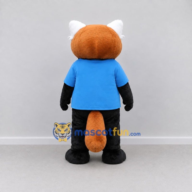 Custom Orange Black and Blue Red Panda in T Shirt Mascot Costume Adult Full Body Suit for School Events Custom Orange Black and Blue Red Panda in T Shirt Mascot Costume Adult Full Body Suit for School Events