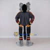 Custom Gray Black and Maroon Wolf in Sportswear Mascot Costume Adult Full Body Suit for Sports Events Custom Gray Black and Maroon Wolf in Sportswear Mascot Costume Adult Full Body Suit for Sports Events