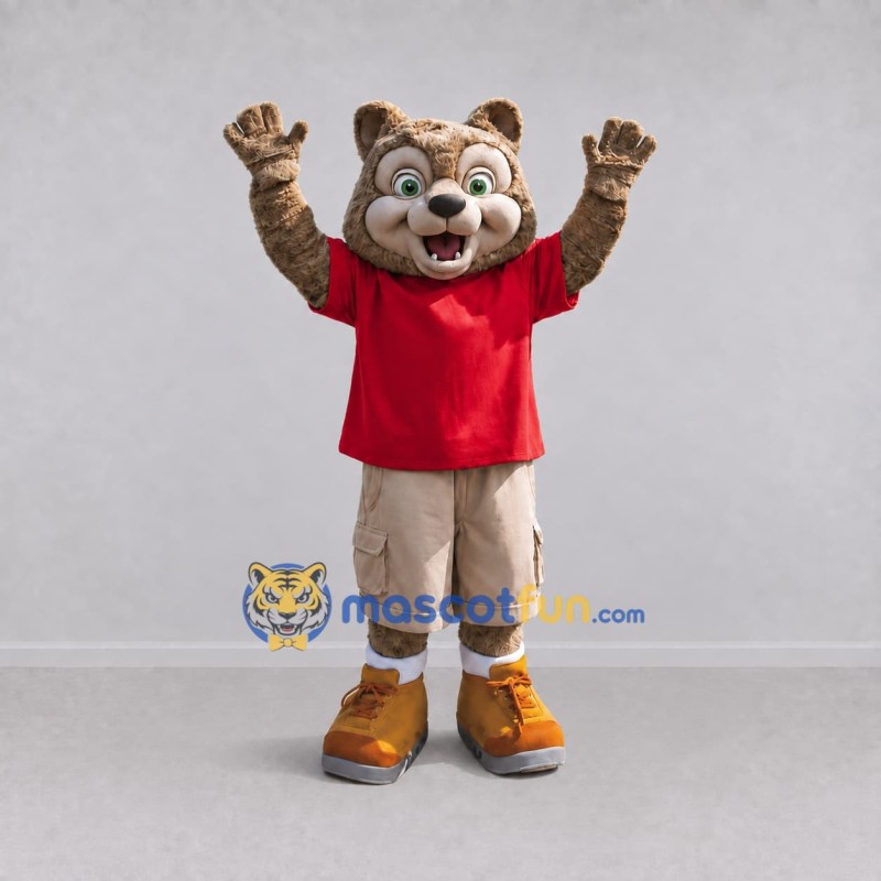 Custom Tan and Red Squirrel in T Shirt Mascot Costume Adult Full Body Suit for School Events Custom Tan and Red Squirrel in T Shirt Mascot Costume Adult Full Body Suit for School Events