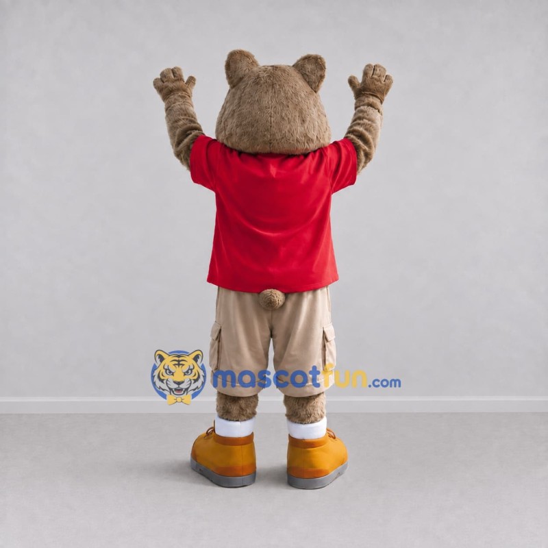 Custom Tan and Red Squirrel in T Shirt Mascot Costume Adult Full Body Suit for School Events Custom Tan and Red Squirrel in T Shirt Mascot Costume Adult Full Body Suit for School Events