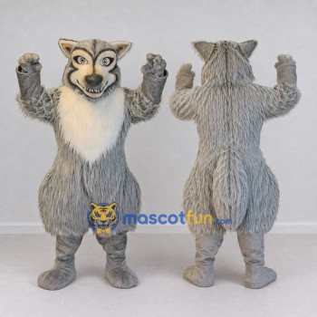 Custom Gray and White Wolf Mascot Costume Adult Full Body Suit for School Events