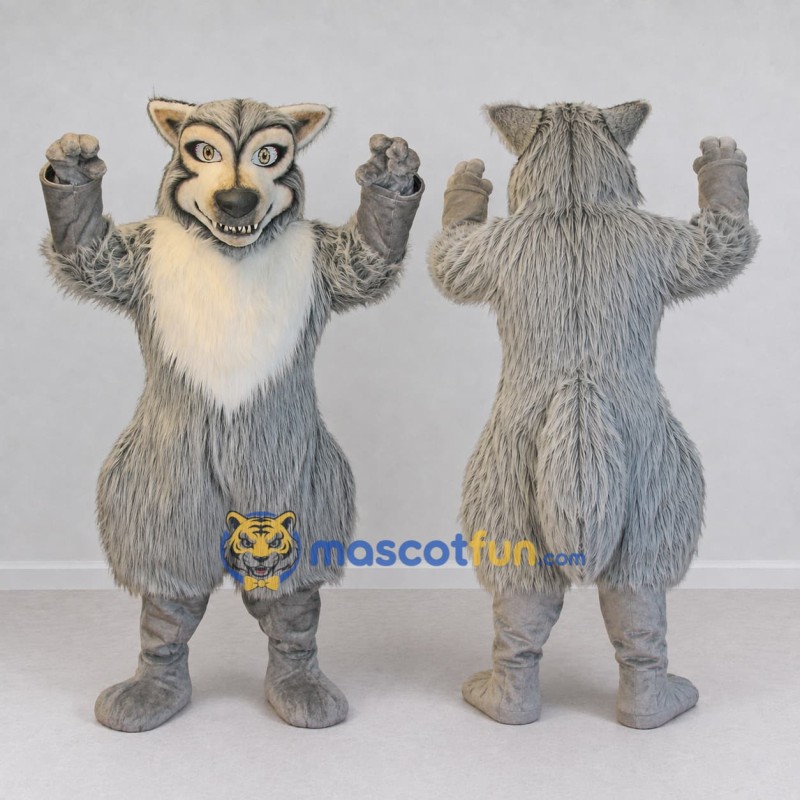 Custom Gray and White Wolf Mascot Costume Adult Full Body Suit for School Events Custom Gray and White Wolf Mascot Costume Adult Full Body Suit for School Events