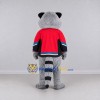 Custom Gray and Red Raccoon in Sportswear Mascot Costume Adult Full Body Suit for Sports Events Custom Gray and Red Raccoon in Sportswear Mascot Costume Adult Full Body Suit for Sports Events