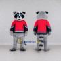 Custom Gray and Red Raccoon in Sportswear Mascot Costume Adult Full Body Suit for Sports Events