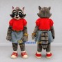 Custom Brown Gray and Red Raccoon in Skirt Mascot Costume Adult Full Body Suit for School Events