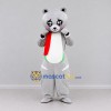 Custom Light Gray and Red Bear with Scarf Mascot Costume Adult Full Body Suit for Winter Events Custom Light Gray and Red Bear with Scarf Mascot Costume Adult Full Body Suit for Winter Events