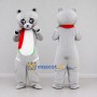 Custom Light Gray and Red Bear with Scarf Mascot Costume Adult Full Body Suit for Winter Events