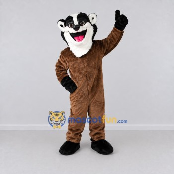 Custom Brown Black and White Badger Mascot Costume Adult Full Body Suit for School Events
