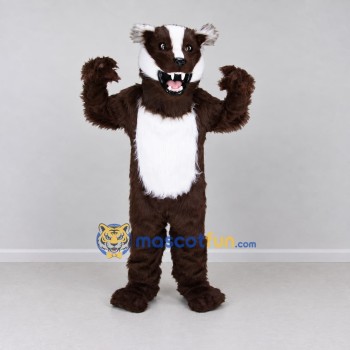 Custom Brown and White Badger Mascot Costume Adult Full Body Suit for School Events