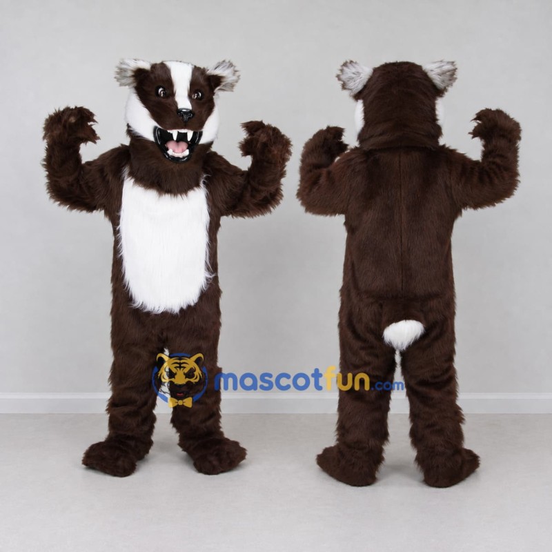 Custom Brown and White Badger Mascot Costume Adult Full Body Suit for School Events Custom Brown and White Badger Mascot Costume Adult Full Body Suit for School Events