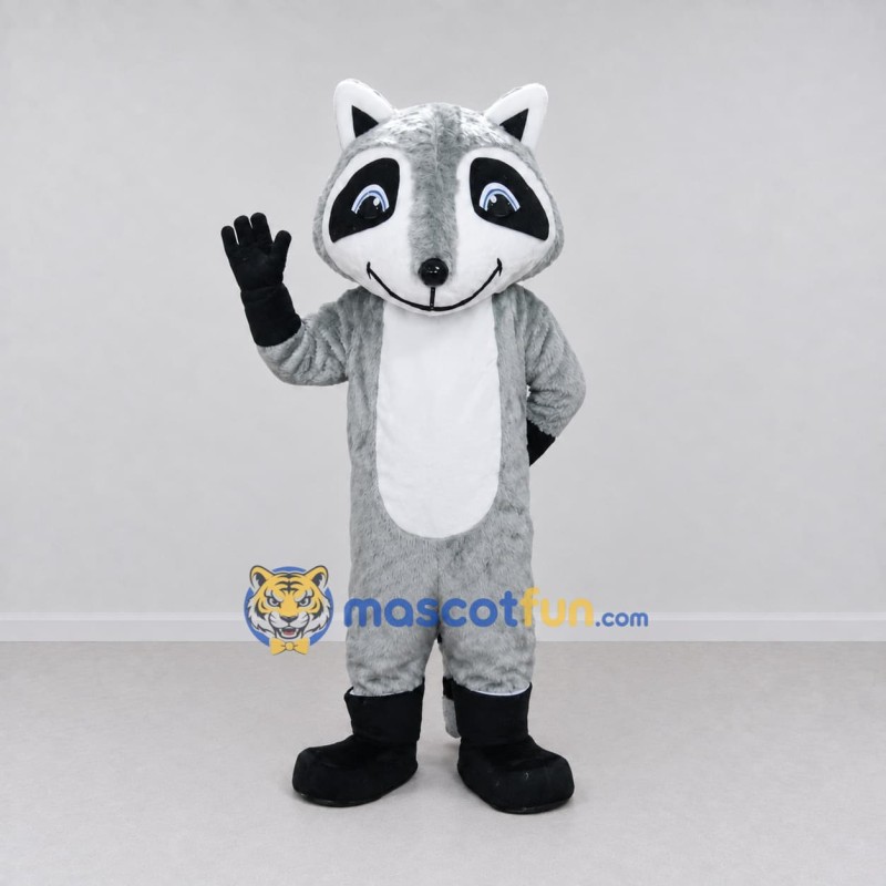 Custom Gray and White Raccoon Mascot Costume Adult Full Body Suit for School Events Custom Gray and White Raccoon Mascot Costume Adult Full Body Suit for School Events