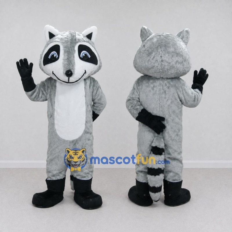 Custom Gray and White Raccoon Mascot Costume Adult Full Body Suit for School Events Custom Gray and White Raccoon Mascot Costume Adult Full Body Suit for School Events