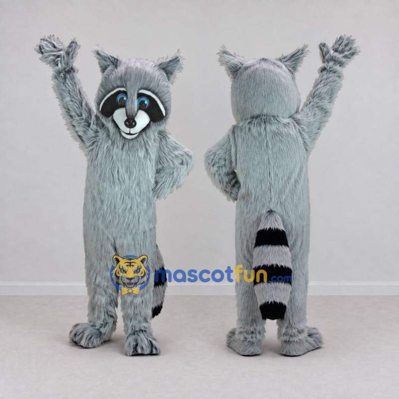 Custom Gray and Black Raccoon Mascot Costume Adult Full Body Suit for Wildlife Events Custom Gray and Black Raccoon Mascot Costume Adult Full Body Suit for Wildlife Events