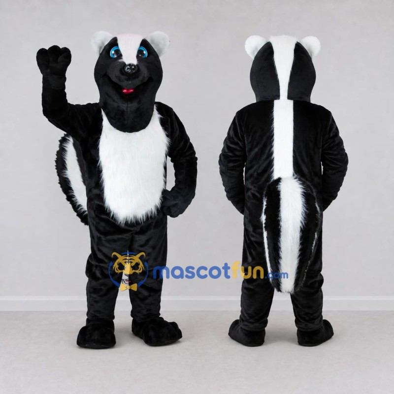 Custom Black and White Skunk Mascot Costume Adult Full Body Suit for Wildlife Events Custom Black and White Skunk Mascot Costume Adult Full Body Suit for Wildlife Events