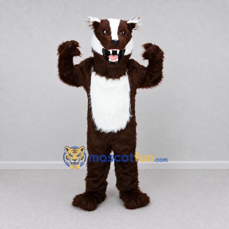 Custom Brown and White Badger Mascot Costume Adult Full Body Suit for School Events Custom Brown and White Badger Mascot Costume Adult Full Body Suit for School Events