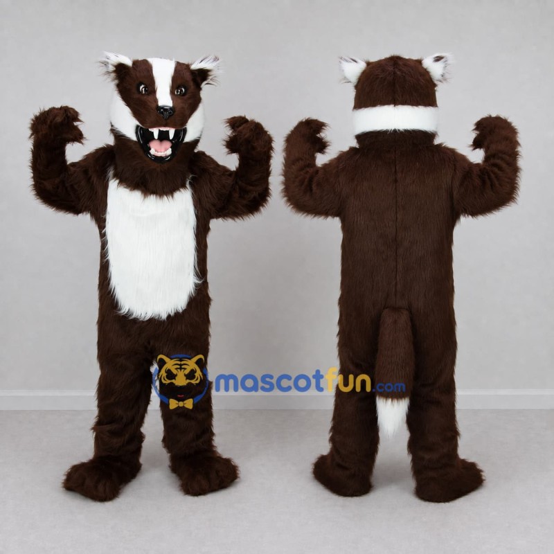 Custom Brown and White Badger Mascot Costume Adult Full Body Suit for School Events Custom Brown and White Badger Mascot Costume Adult Full Body Suit for School Events