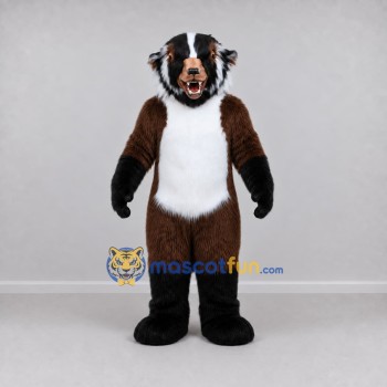 Custom Brown Black and White Animal Character Mascot Costume Adult Full Body Suit for School Events