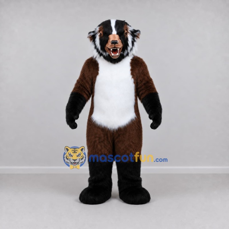 Custom Brown Black and White Animal Character Mascot Costume Adult Full Body Suit for School Events Custom Brown Black and White Animal Character Mascot Costume Adult Full Body Suit for School Events