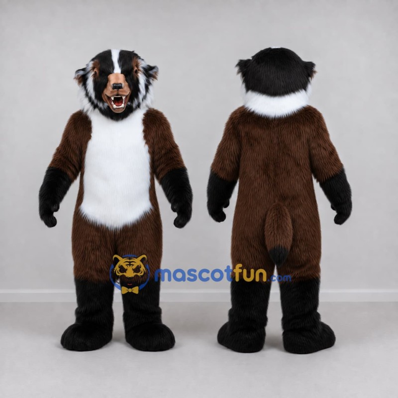 Custom Brown Black and White Animal Character Mascot Costume Adult Full Body Suit for School Events Custom Brown Black and White Animal Character Mascot Costume Adult Full Body Suit for School Events