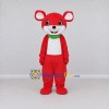 Custom Red and White Bear with Scarf Mascot Costume Adult Full Body Suit for Community Events Custom Red and White Bear with Scarf Mascot Costume Adult Full Body Suit for Community Events