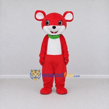 Custom Red and White Bear with Scarf Mascot Costume Adult Full Body Suit for Community Events Custom Red and White Bear with Scarf Mascot Costume Adult Full Body Suit for Community Events