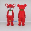 Custom Red and White Bear with Scarf Mascot Costume Adult Full Body Suit for Community Events Custom Red and White Bear with Scarf Mascot Costume Adult Full Body Suit for Community Events