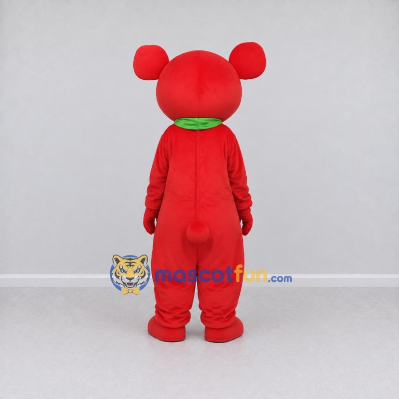 Custom Red and White Bear with Scarf Mascot Costume Adult Full Body Suit for Community Events Custom Red and White Bear with Scarf Mascot Costume Adult Full Body Suit for Community Events