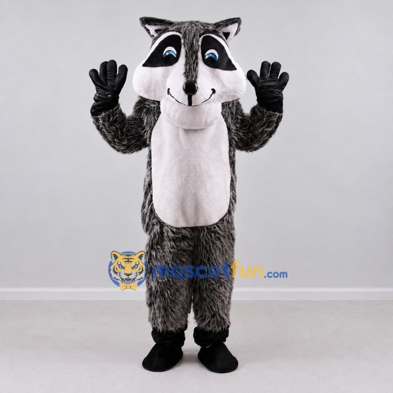 Custom Gray and White Raccoon Mascot Costume Adult Full Body Suit for School Events Custom Gray and White Raccoon Mascot Costume Adult Full Body Suit for School Events